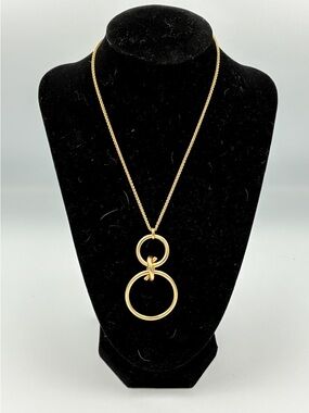 Lucky Brand Gold-Tone Knotted Double Loop 33" Long Pendant Necklace